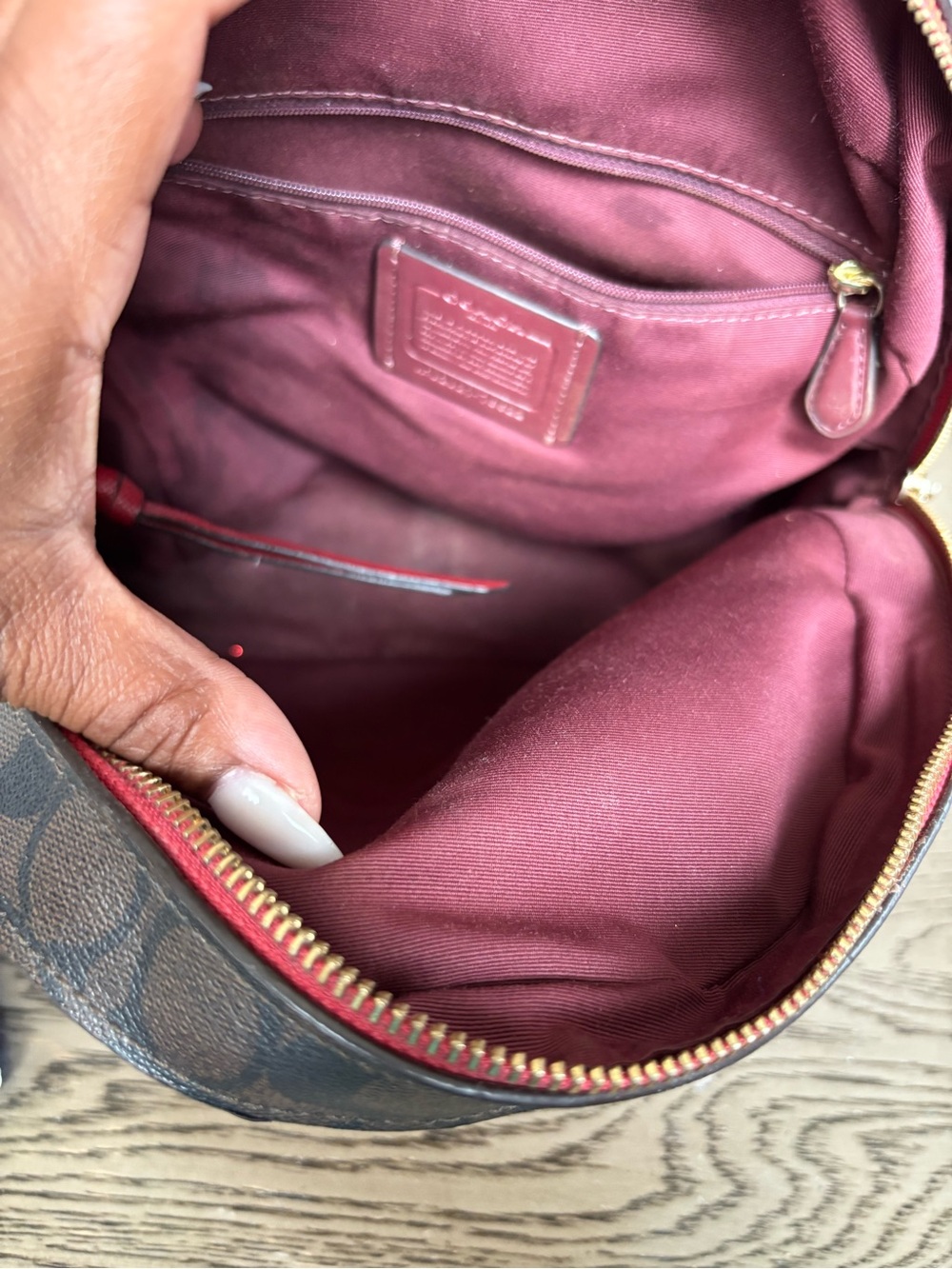 Coach Red & Brown Leather Mini Backpack with Gold Hardware - Picture 5 of 6